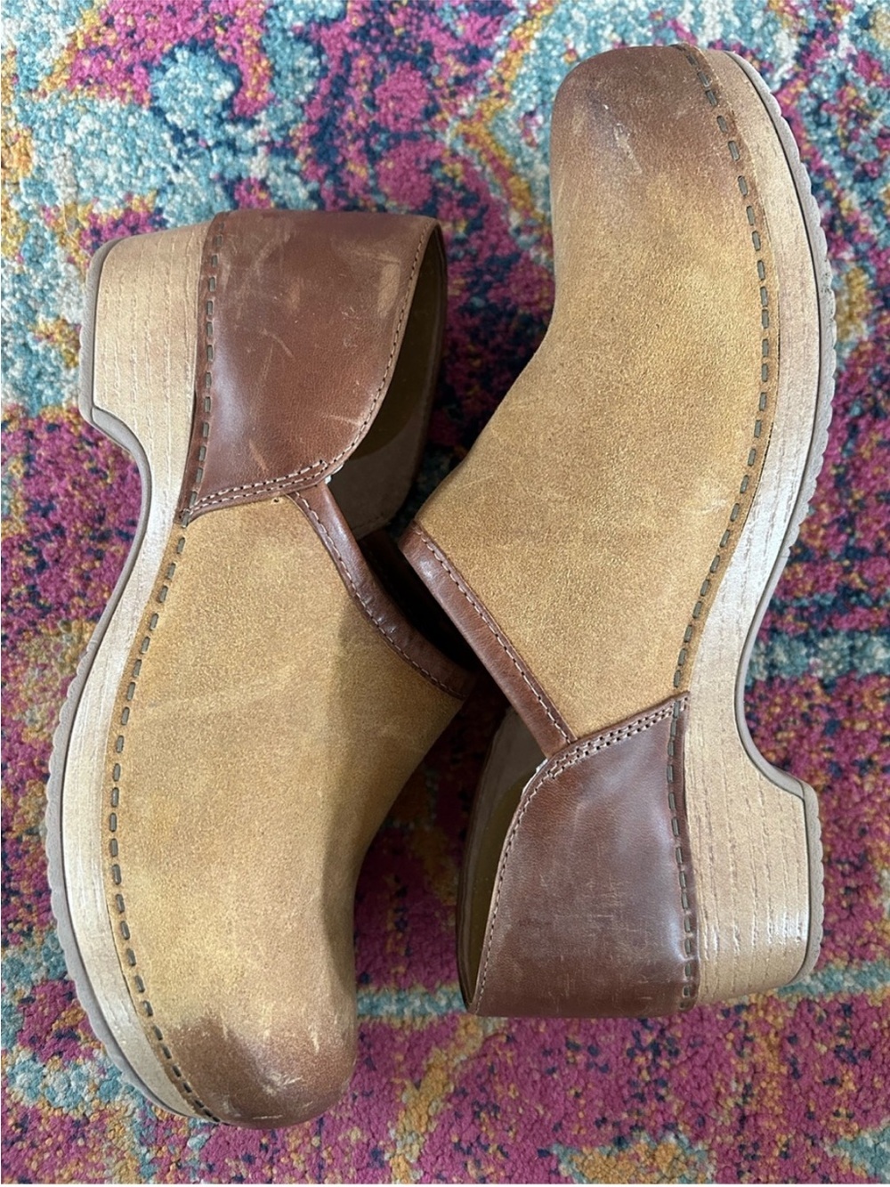 Dansko | Women’s Tan Burnished Suede Leather Brenna Classic Clogs Size 9 - Picture 6 of 16